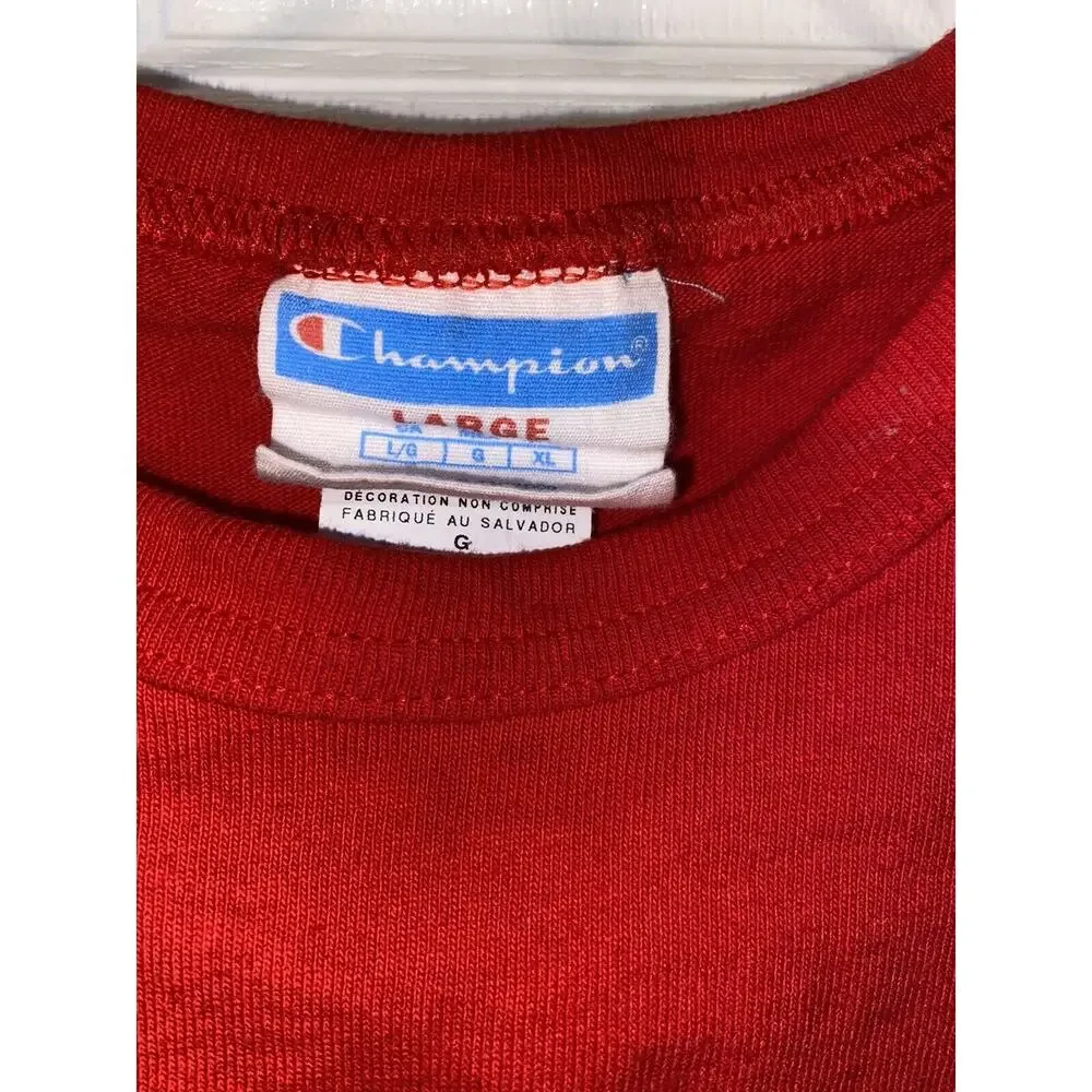 Champion Men's Red T-Shirt C Logo Tee Large - Picture 2 of 3